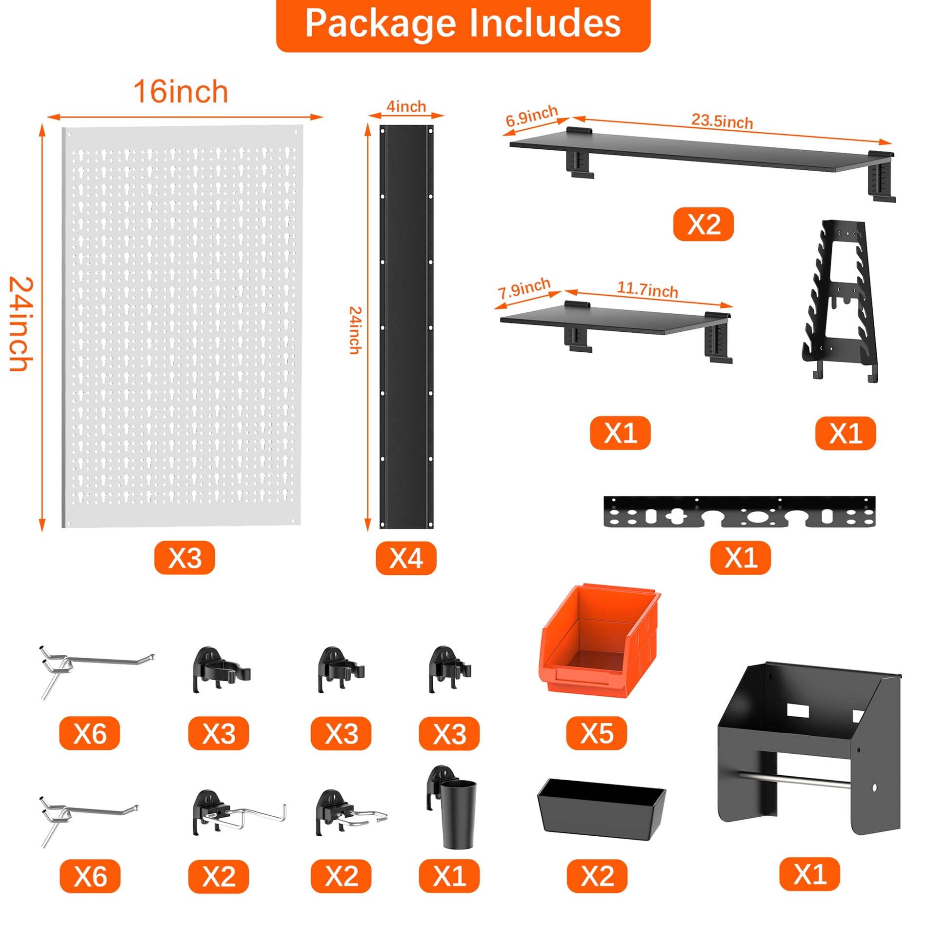 TORACK 12-inch utility shelf placed for batteries and chargers.