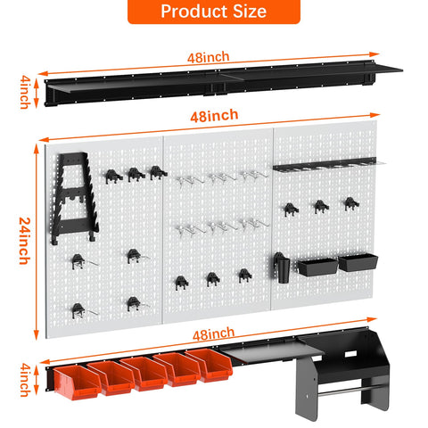 TORACK wall-mounted storage bins keeping small parts within reach.