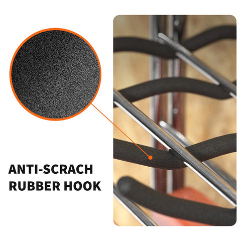 TORACK wall mount in use with garden tools and tires