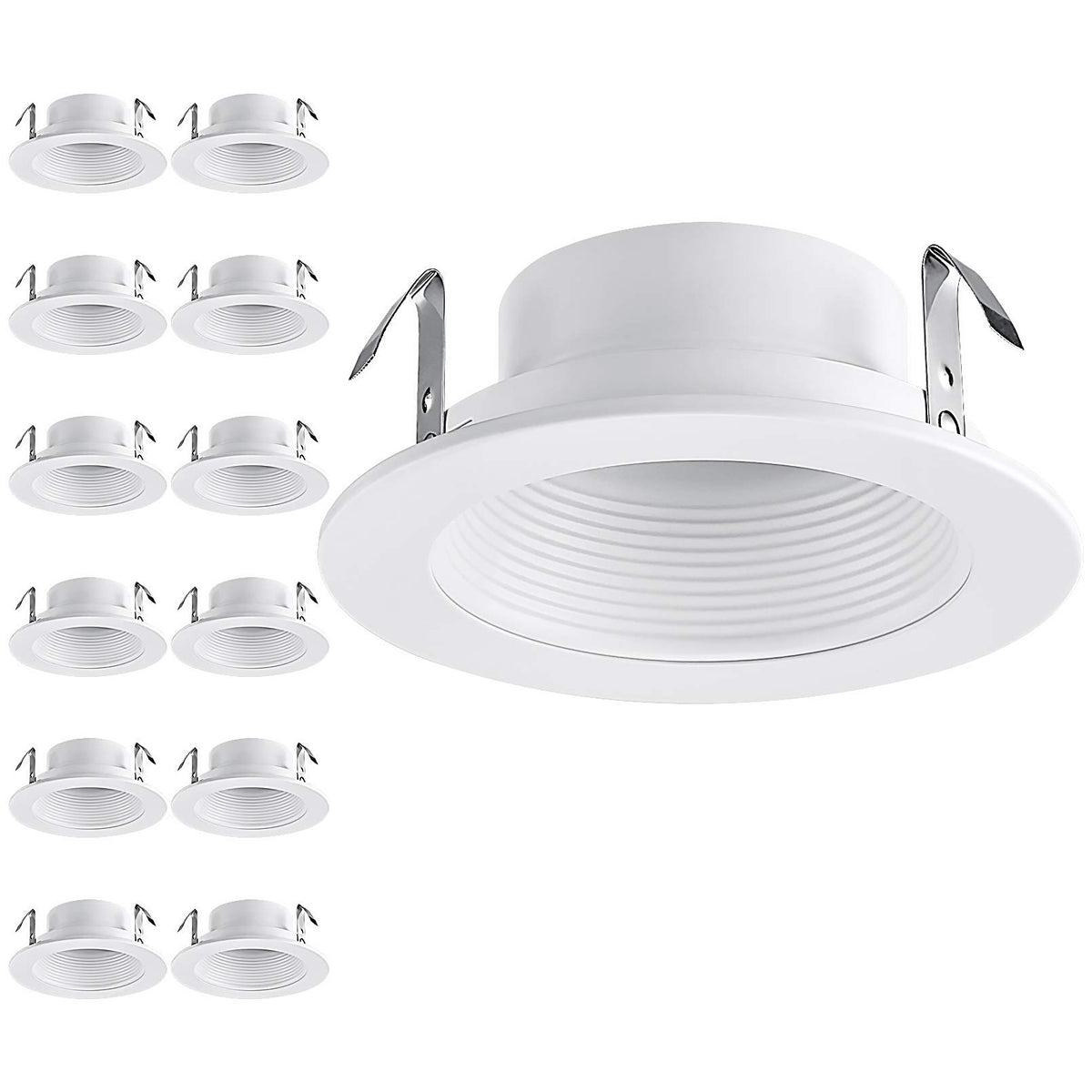 TORCHSTAR 12 pack 4 inch recessed trim with metal step baffle softens light for comfortable rooms