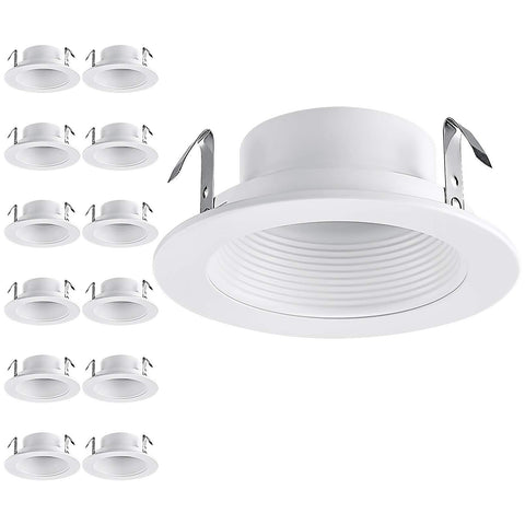 TORCHSTAR 12 pack 4 inch recessed trim with metal step baffle softens light for comfortable rooms