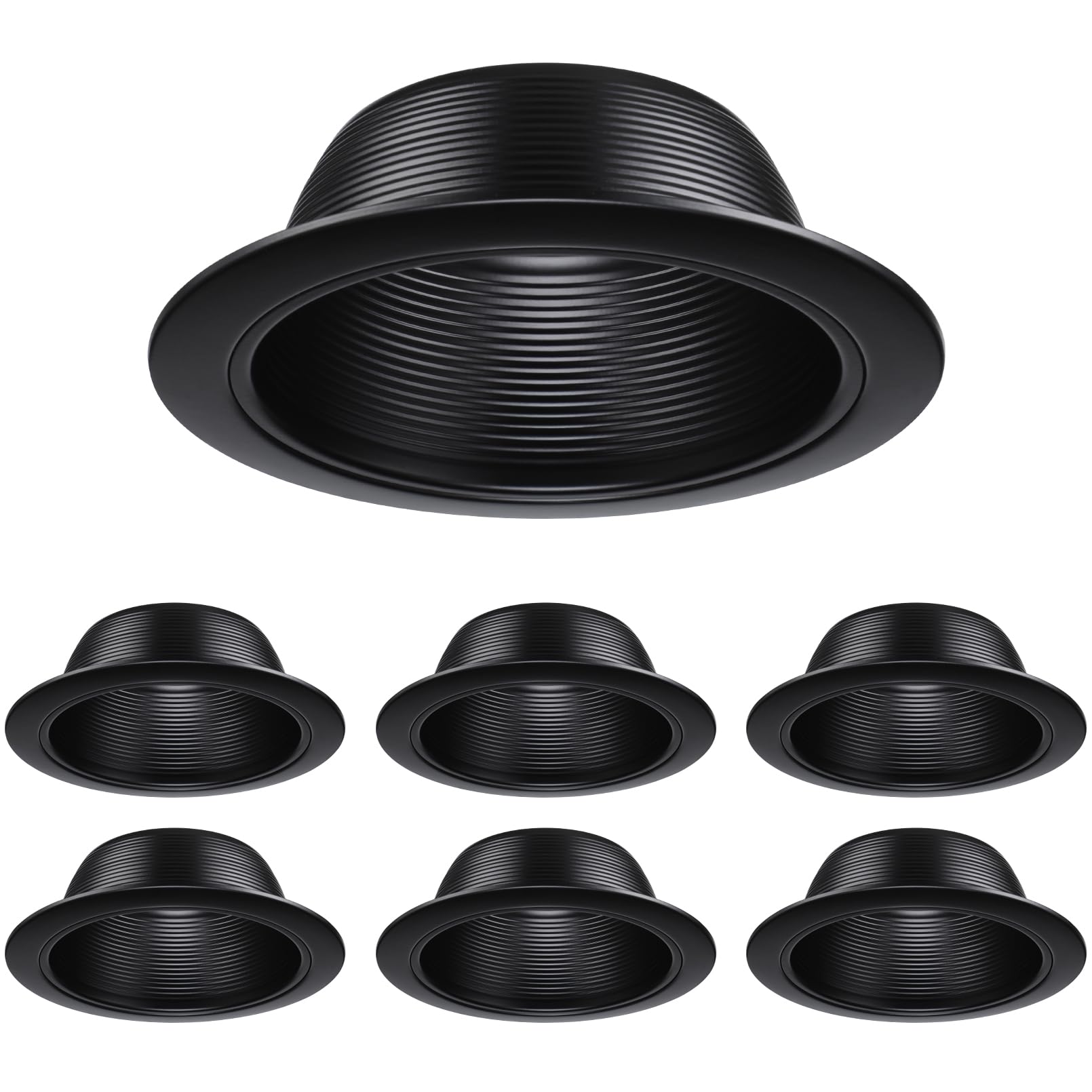 Torchstar 6in recessed light trim with black baffle enhances modern interiors with focused glare reduction.