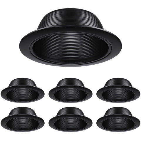 Torchstar 6in recessed light trim with black baffle enhances modern interiors with focused glare reduction.