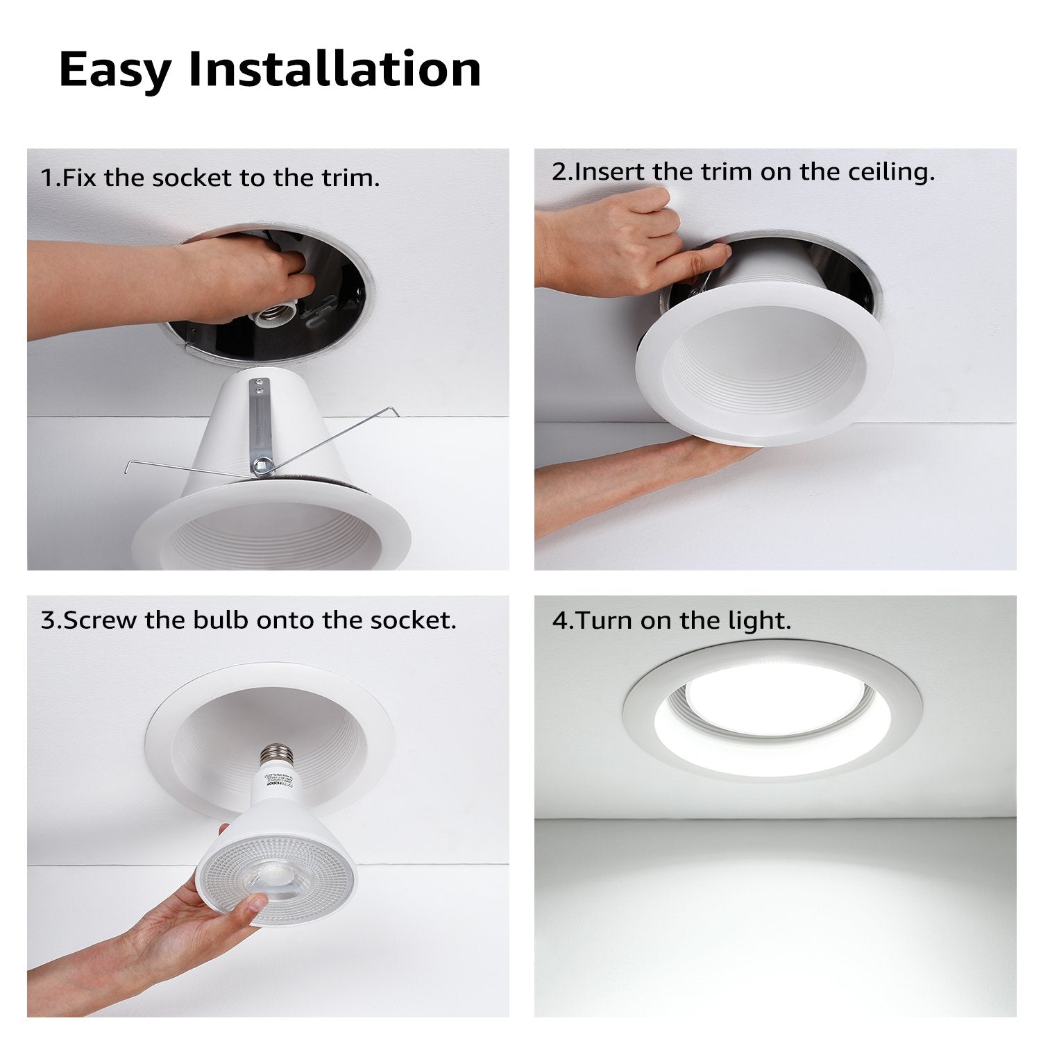 Torchstar 6in trim fits common bulbs like PAR and BR types