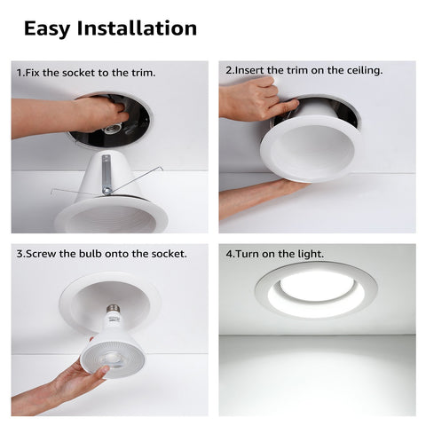 Torchstar 6in trim fits common bulbs like PAR and BR types