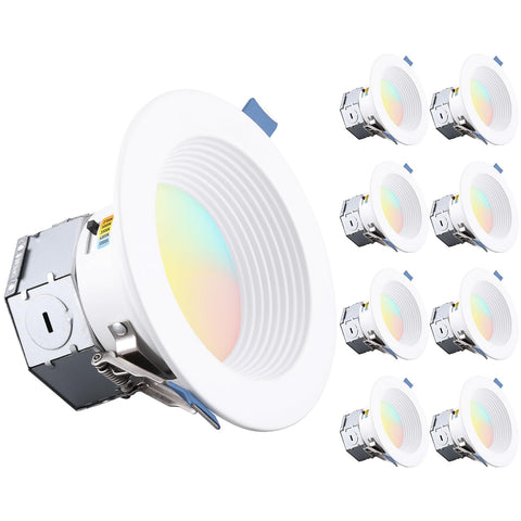TORCHSTAR 8-pack 4-inch LED downlights with J-Box for quick ceiling installation