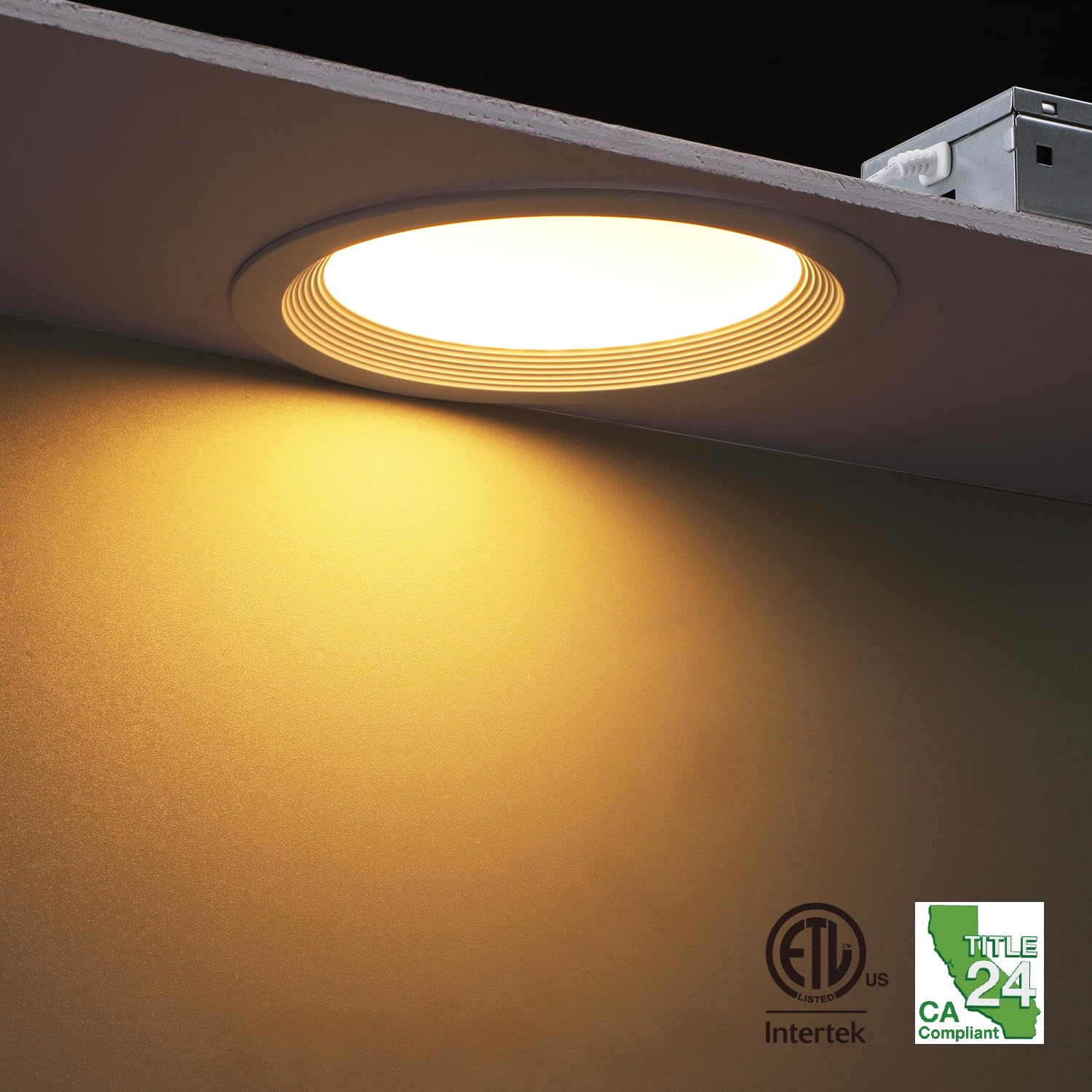 Torchstar anti-glare baffle trim closeup reduces glare for comfortable daytime and evening tasks.