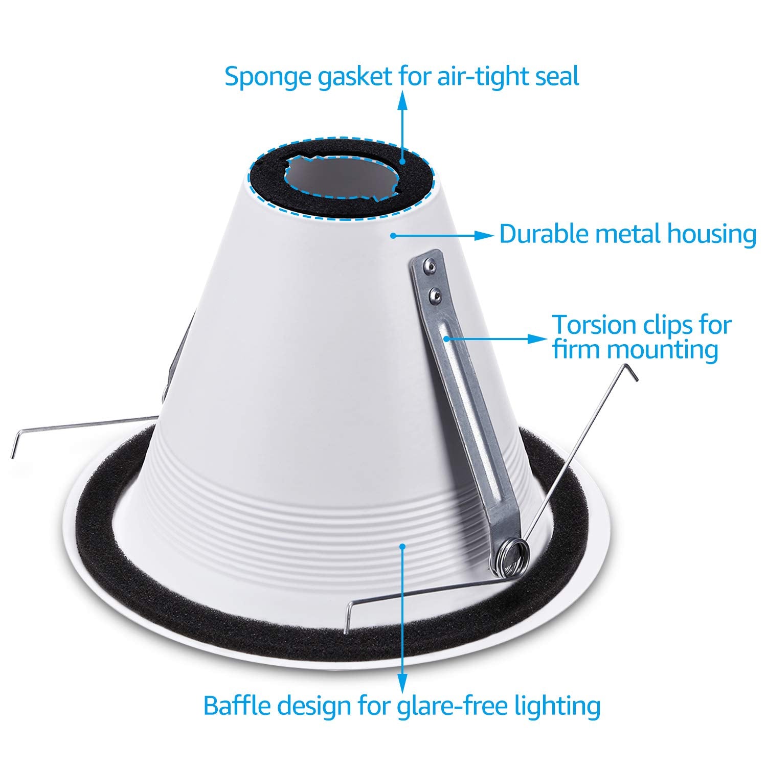 Torchstar anti-glare white trim enhances decorator-ready lighting