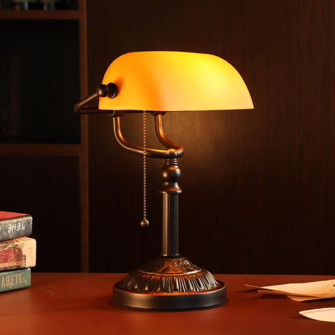 TORCHSTAR Bankers Desk Lamp evokes vintage library style for study rooms and offices.