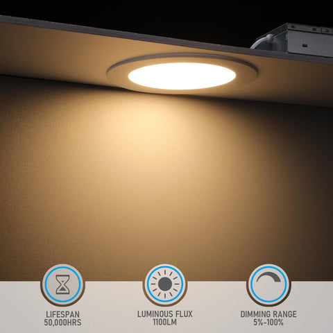 TORCHSTAR Basic Series slim 6-inch LED recessed light with aluminum housing for durable use.