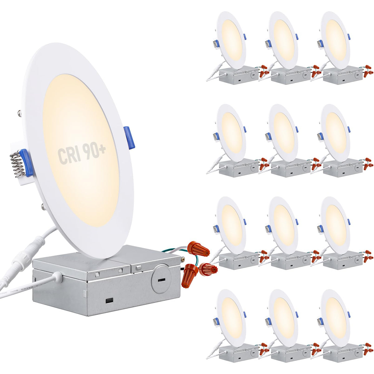 TORCHSTAR Basic Series 12-pack 6-inch LED recessed light with junction box for easy installation.