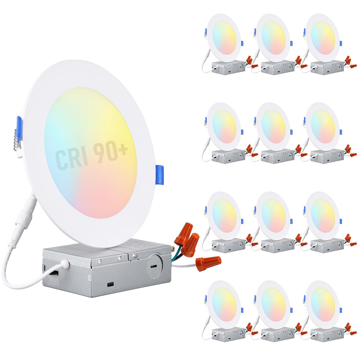 Torchstar CRI90 6-inch slim recessed light with J-Box for quick installation