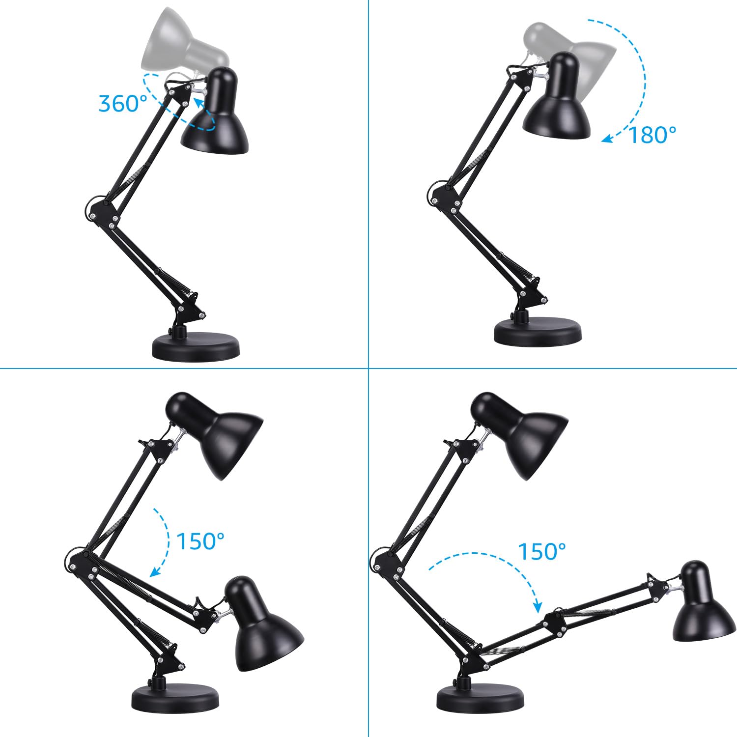 Torchstar desk lamp with rotatable shade enabling broad table illumination.