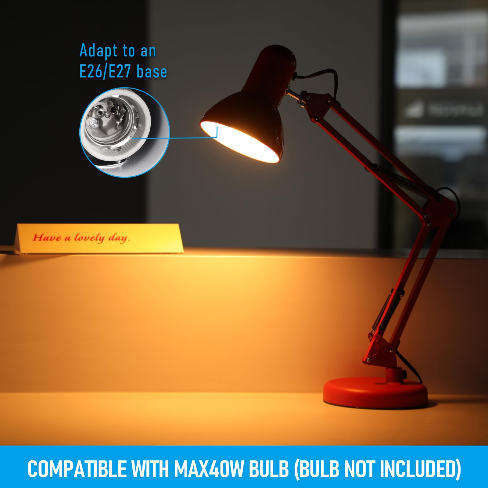 Torchstar E26-compatible lamp enables easy bulb upgrades for different moods.
