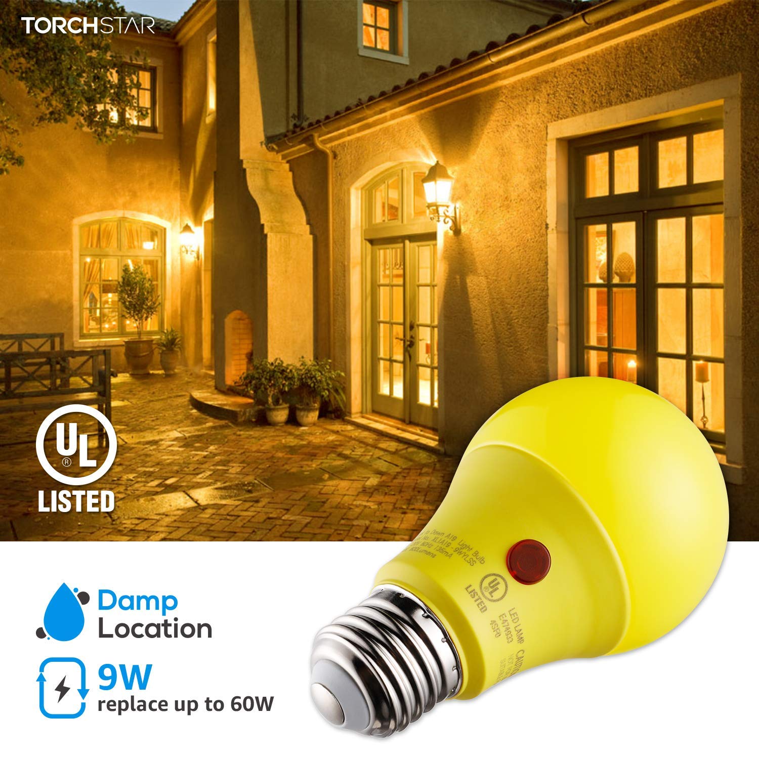 TorchSTAR E26-base outdoor sensor bulb ready for porch and patio fixtures