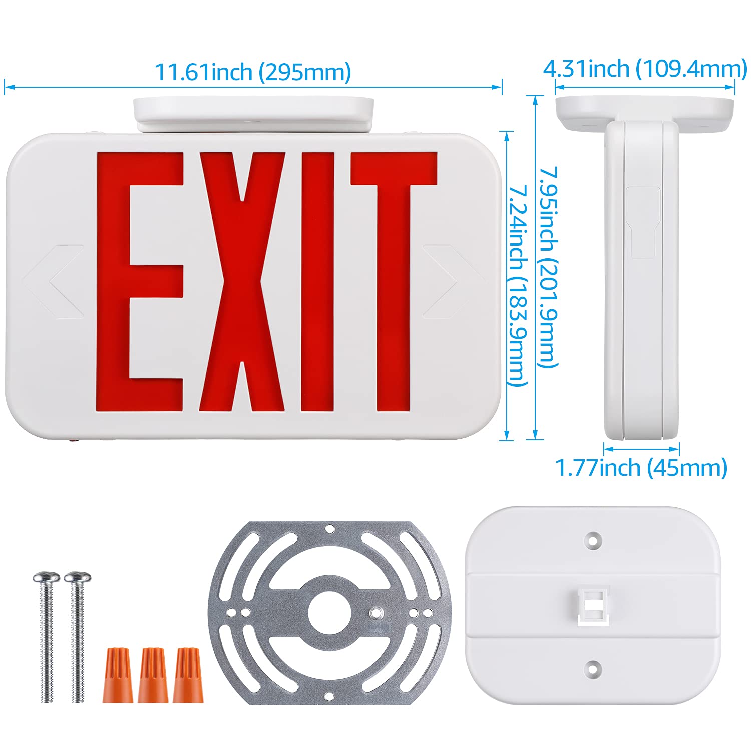 Torchstar exit sign ceiling mount enables versatile hanging installation.