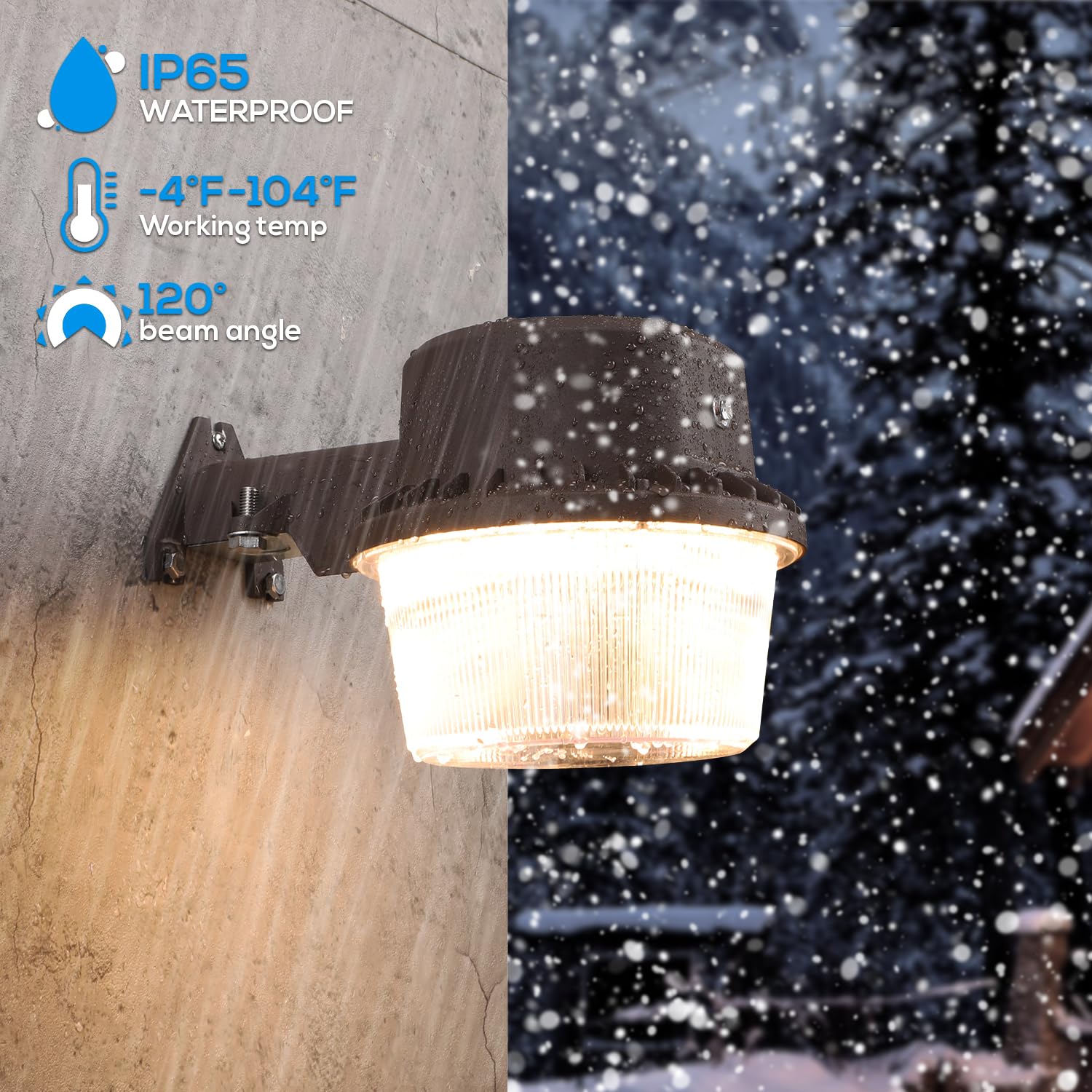 Torchstar LED barn light supports 110-277V input for versatile residential and commercial use.
