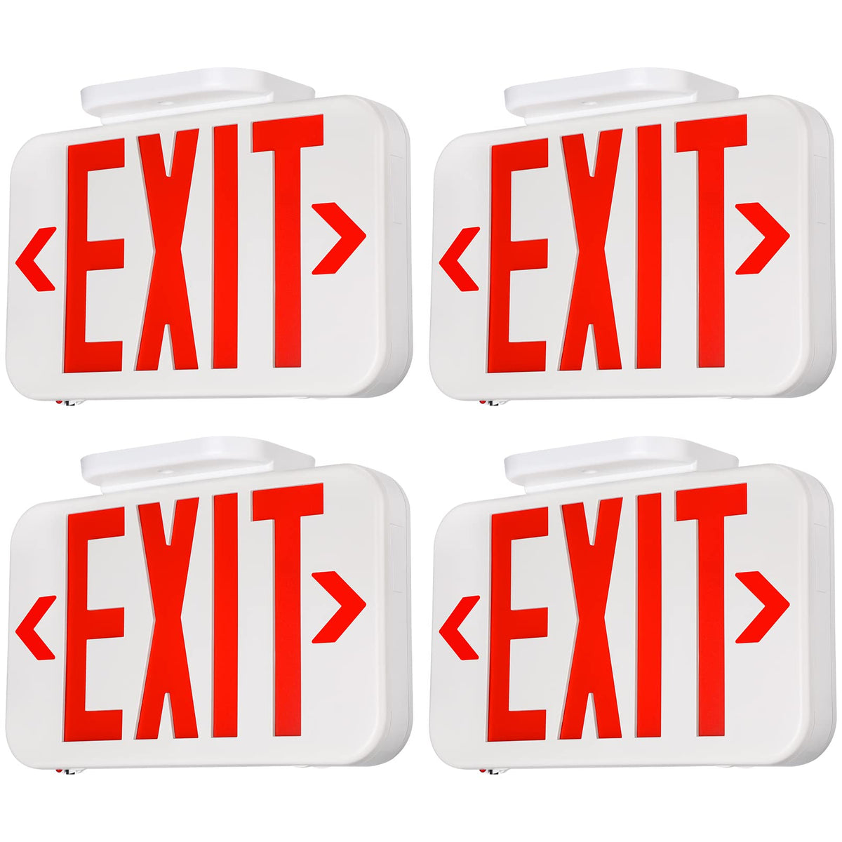 TORCHSTAR LED exit sign, front view with double-faced arrows for clear emergency direction.
