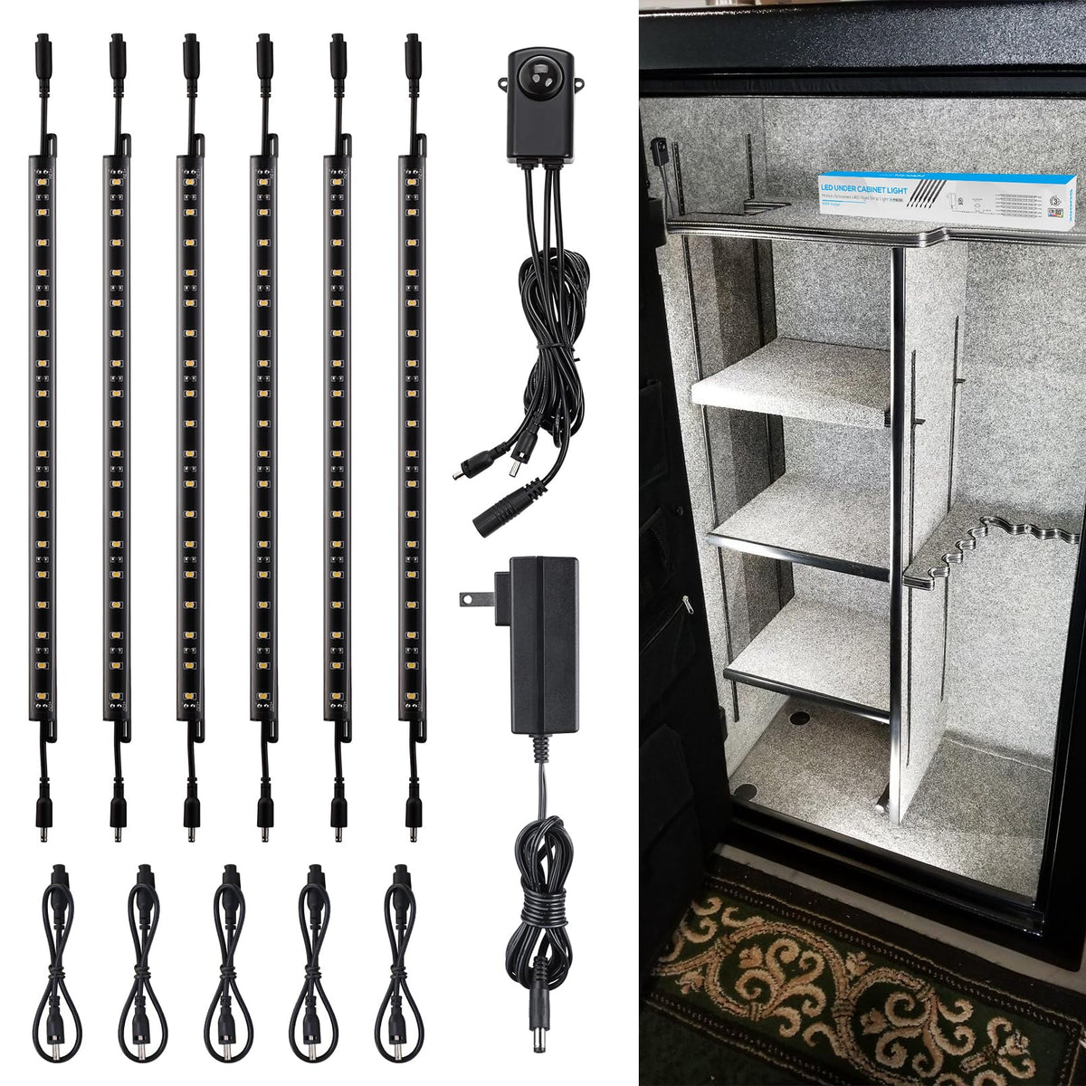 TORCHSTAR LED Safe Lighting Kit with six bars for bright cabinet illumination