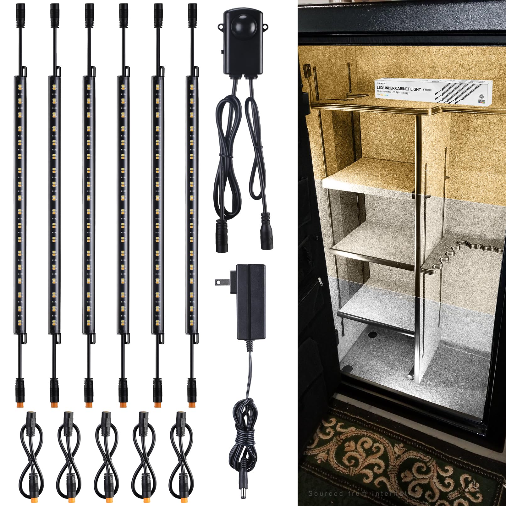 TORCHSTAR LED safe lighting kit front view in a gun safe, improving visibility.