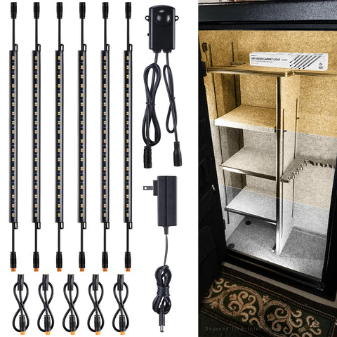 TORCHSTAR LED safe lighting kit front view in a gun safe, improving visibility.