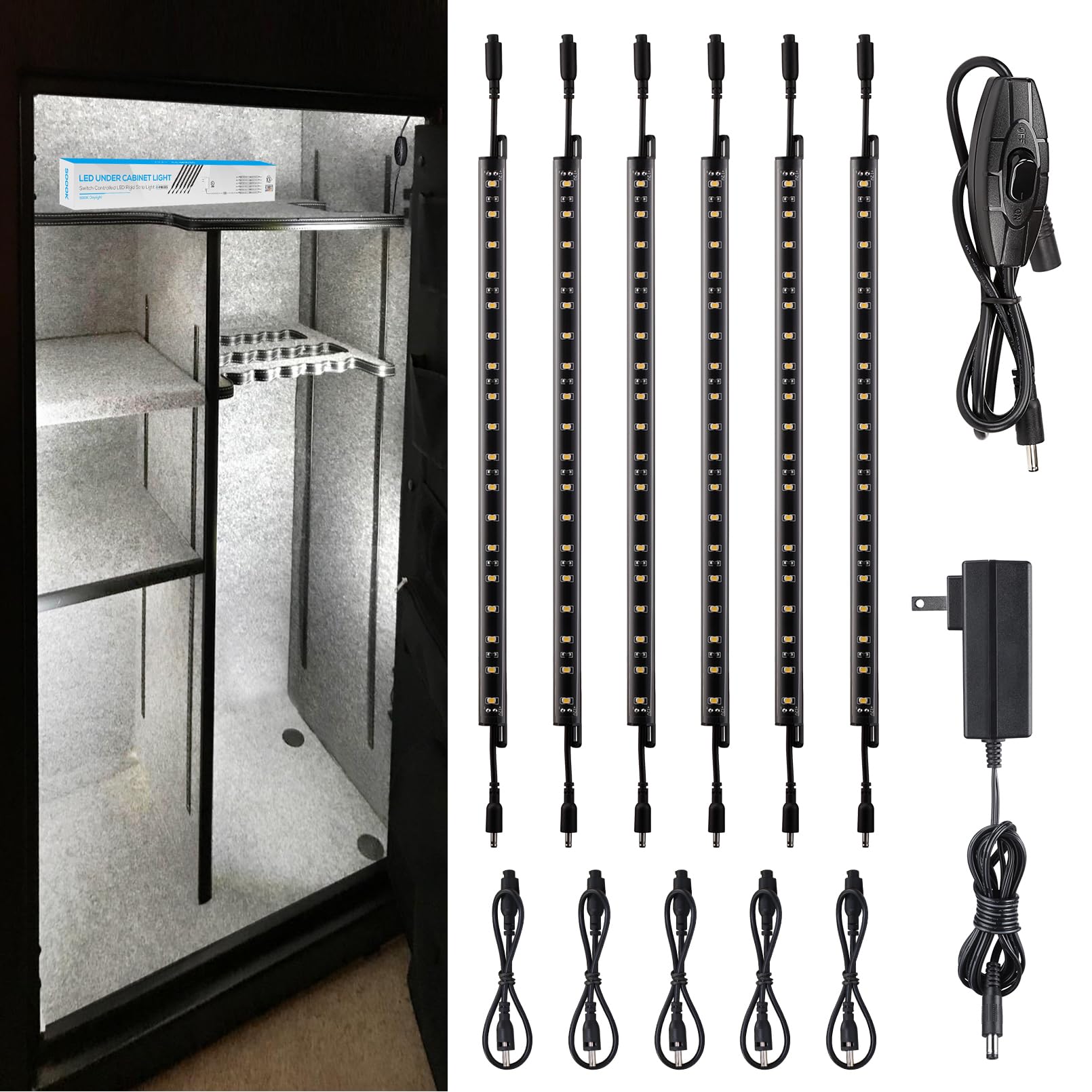 TORCHSTAR LED Safe Lighting Kit six 12inch bars saturate kitchen corners with bright, consistent light.