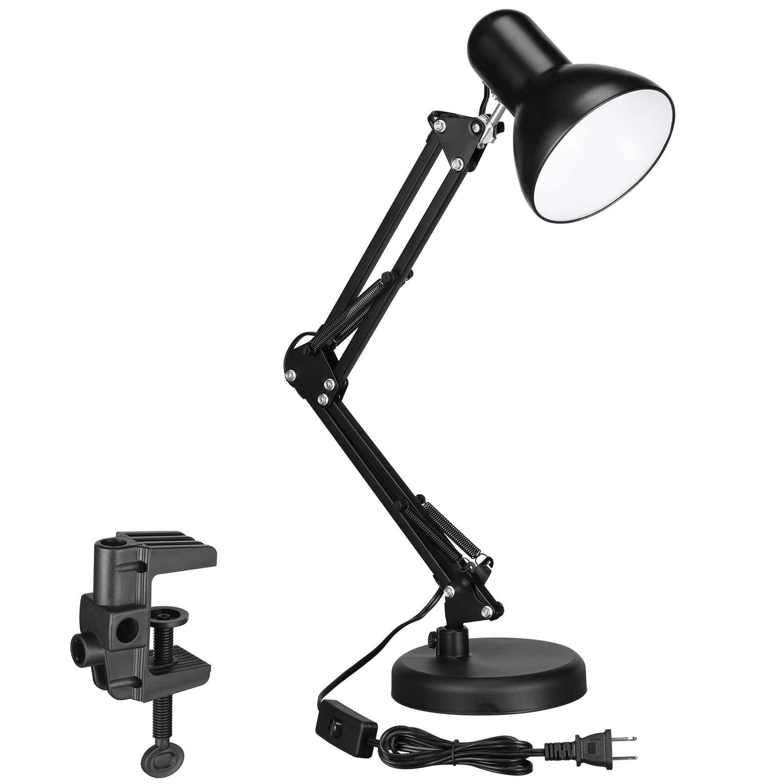 Torchstar metal desk lamp with clamp and swing arm for versatile lighting.