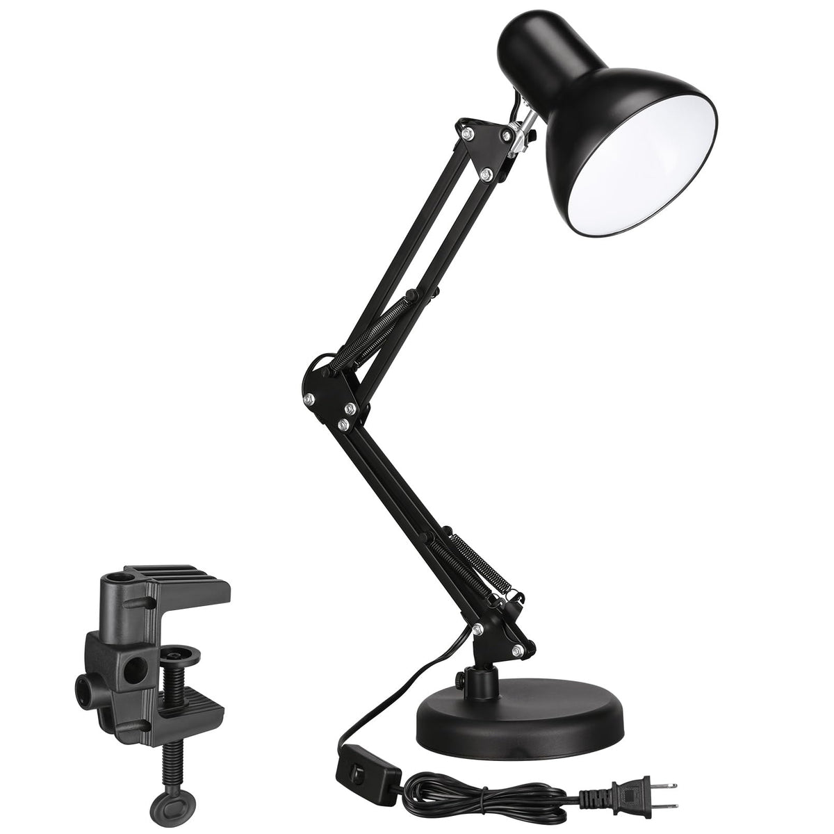 Torchstar metal desk lamp with clamp and swing arm for versatile lighting.