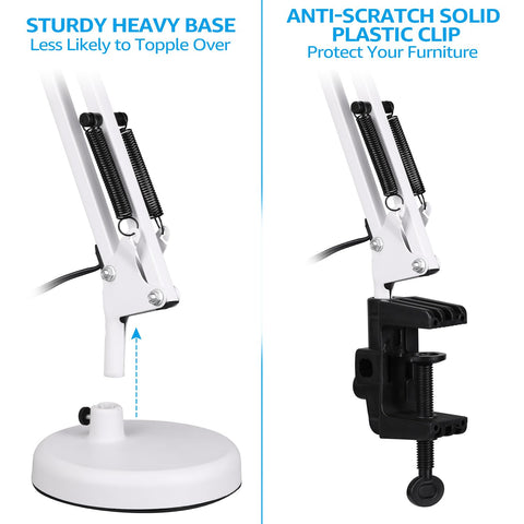Torchstar metal desk lamp swing arm offers adjustable light direction for study tasks