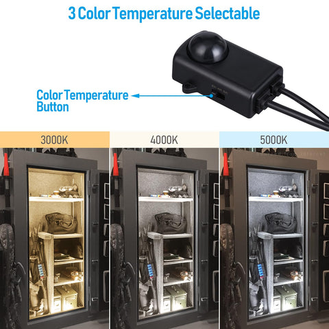 TORCHSTAR motion sensor activates on cabinet opening for hands-free lighting.