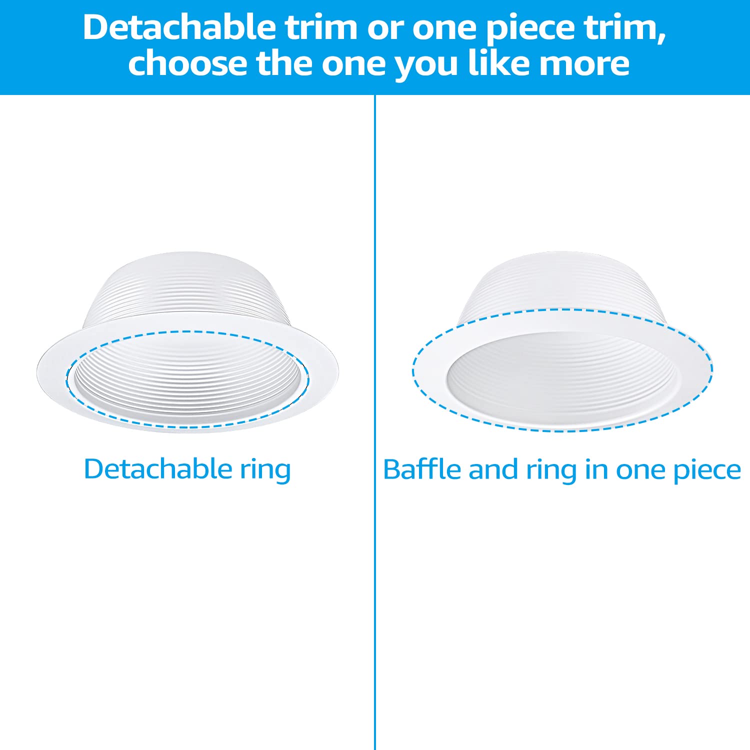 TORCHSTAR white recessed trim kit complements ceilings and upgrades lighting.