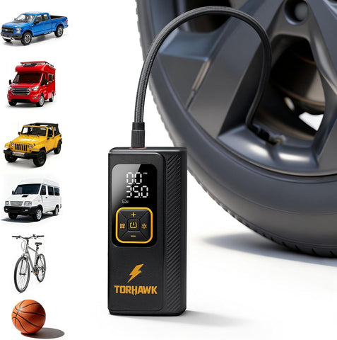 TORHAWK portable kit with adapters for bikes, balls, and sports gear.