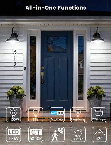 Torkase outdoor-entry dusk-to-dawn lighting enhances curb appeal and safety
