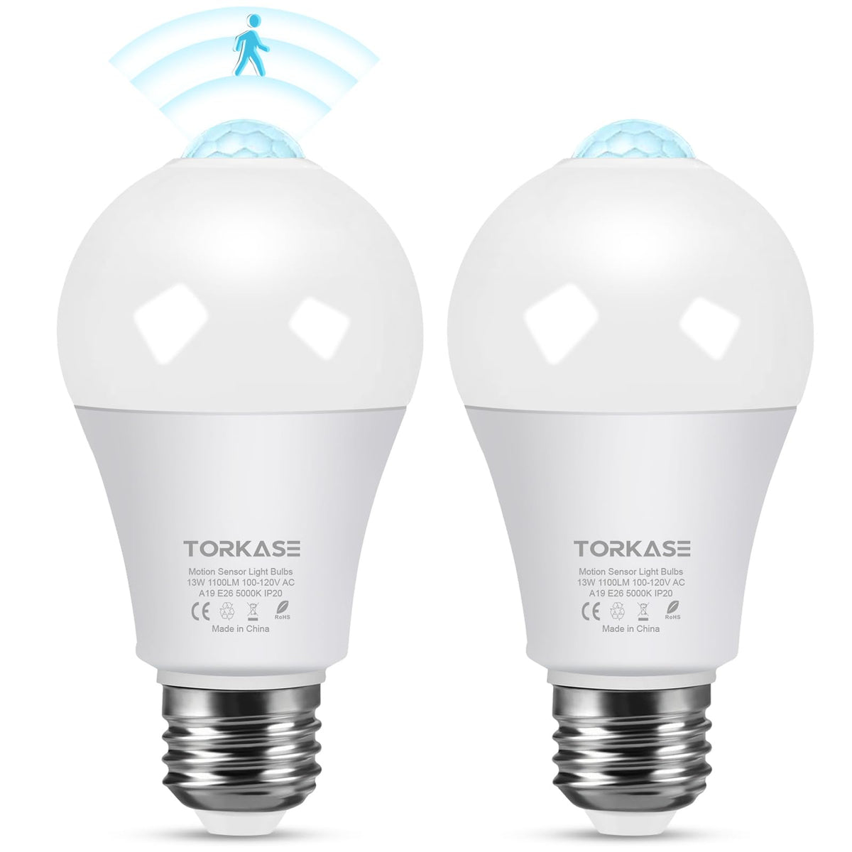Torkase 13W motion-sensor LED bulb lights porch at night for safer entry