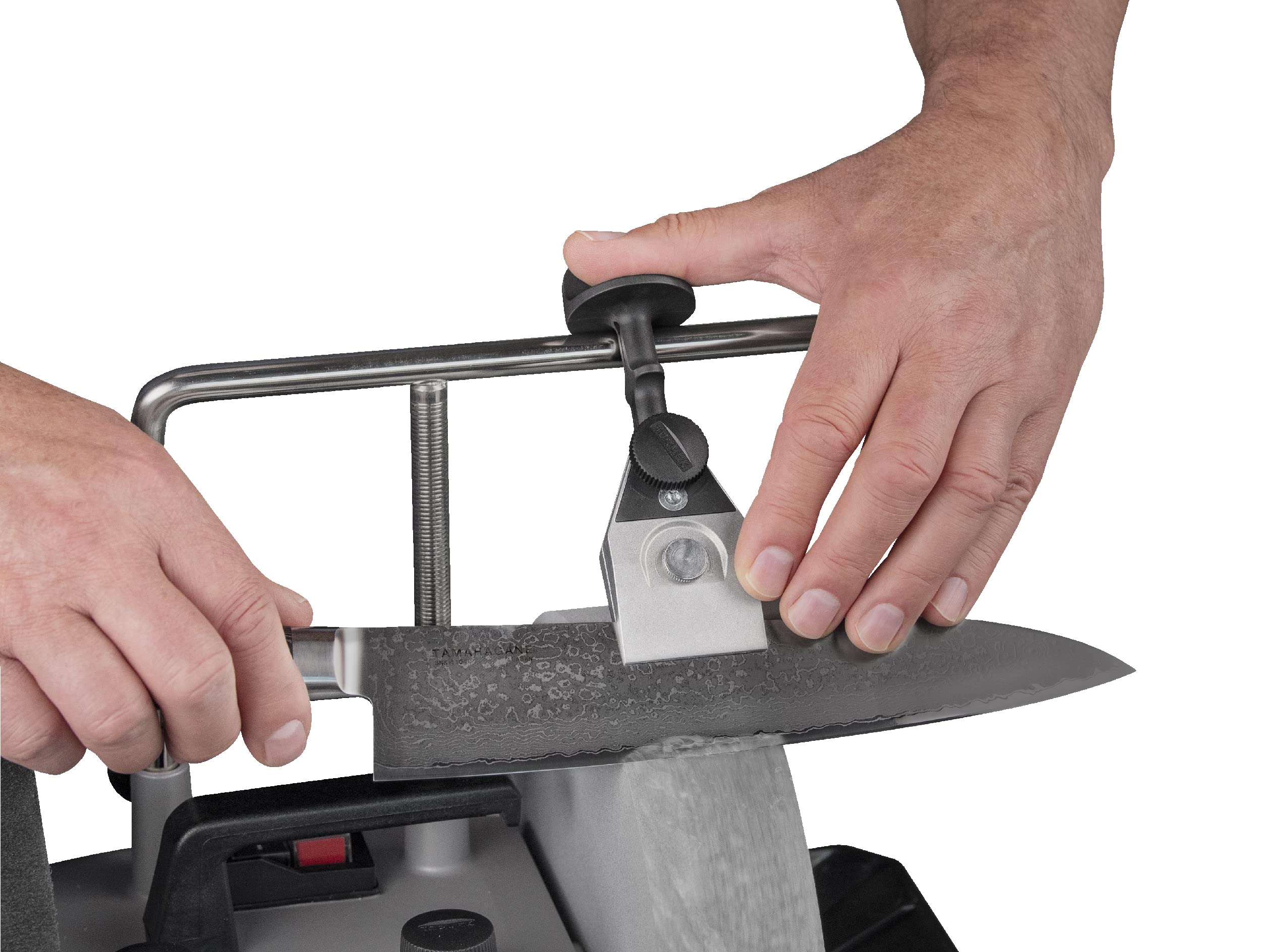 Tormek KJ-45 extra stop supports tall knives for safer sharpening