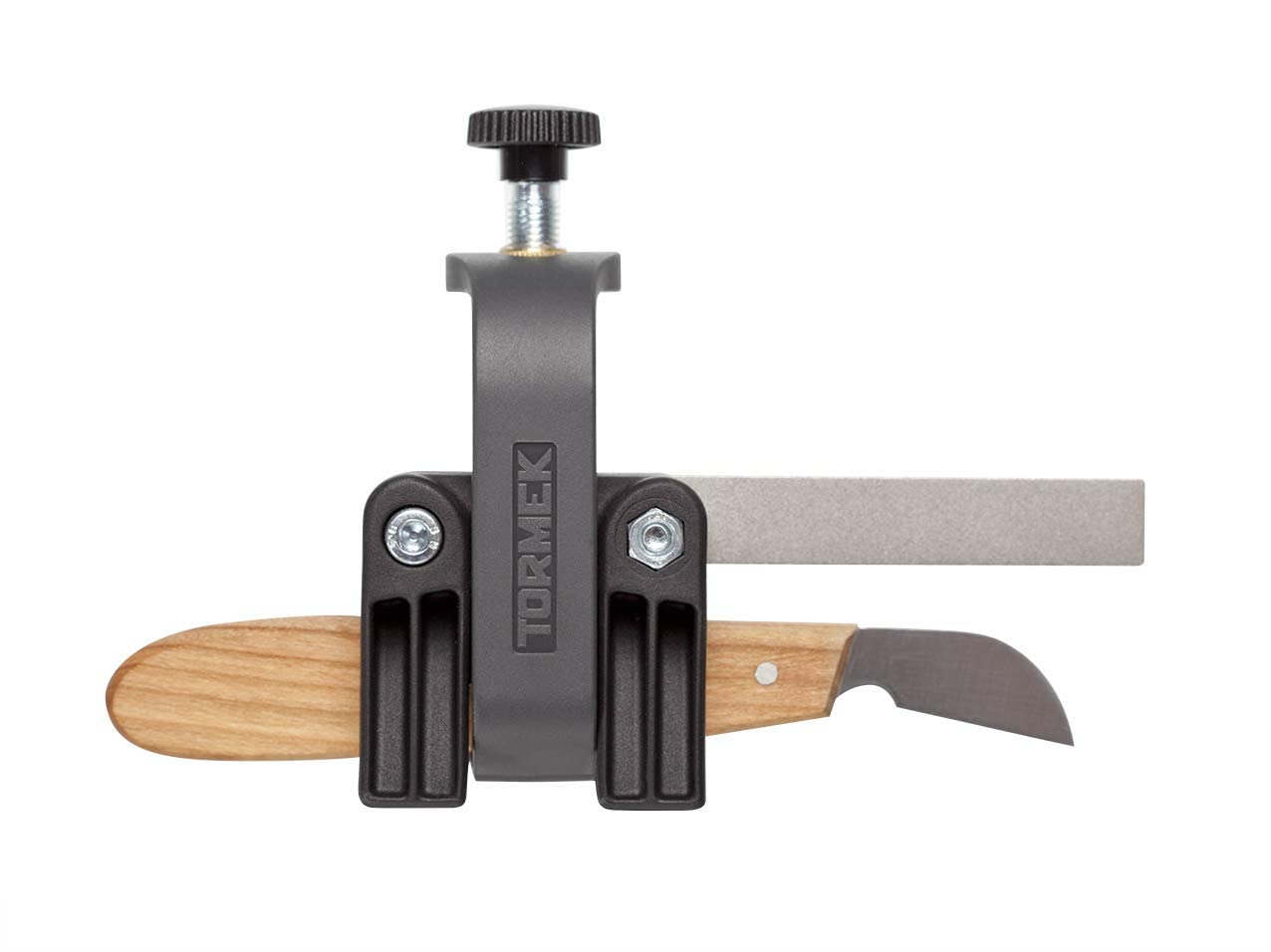 The closeup shows the secure grip detail that protects the knife handle.