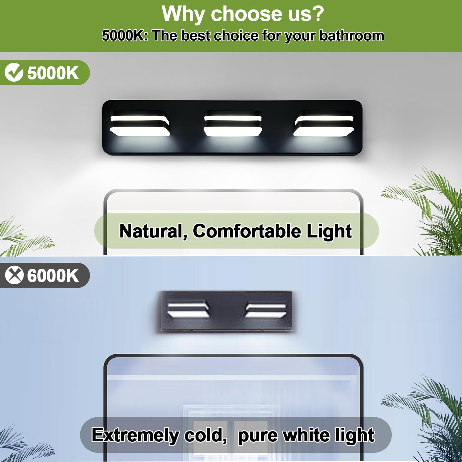 Torondo acrylic matte white lampshade softens glare for comfortable daily grooming.