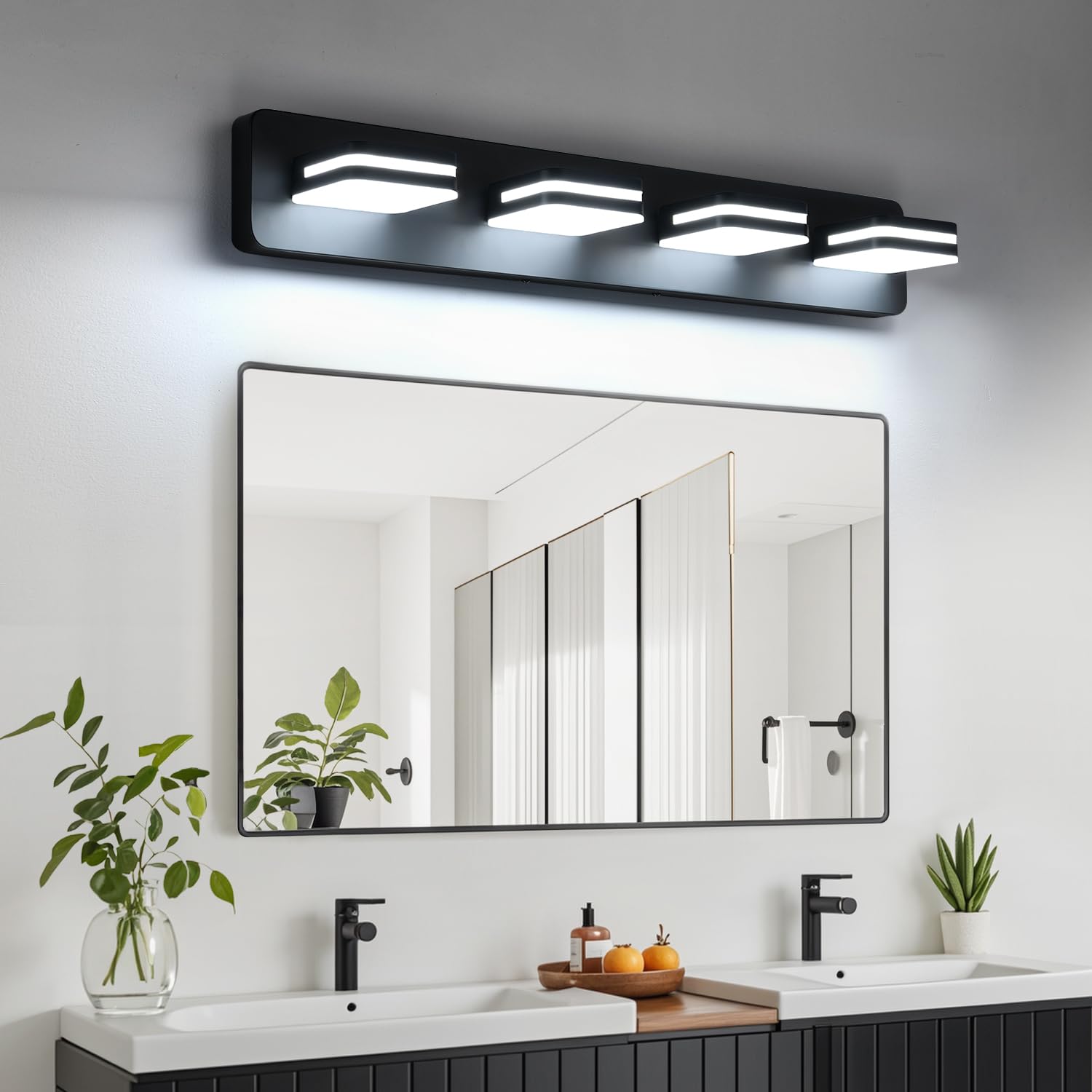 Torondo vanity light installs in minutes with a standard US backplate.