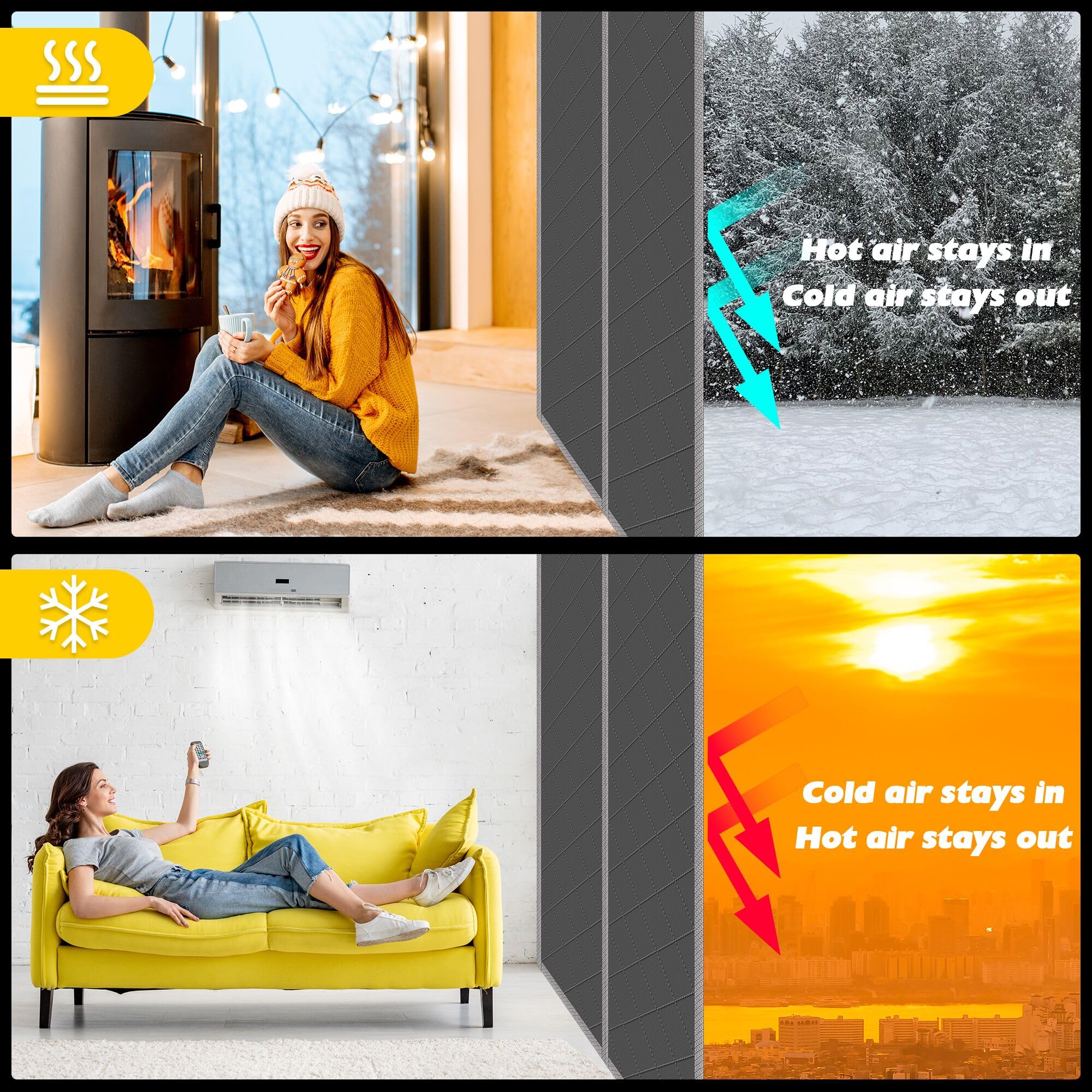 TORRAMI kid and pet friendly curtain enables easy door passage.