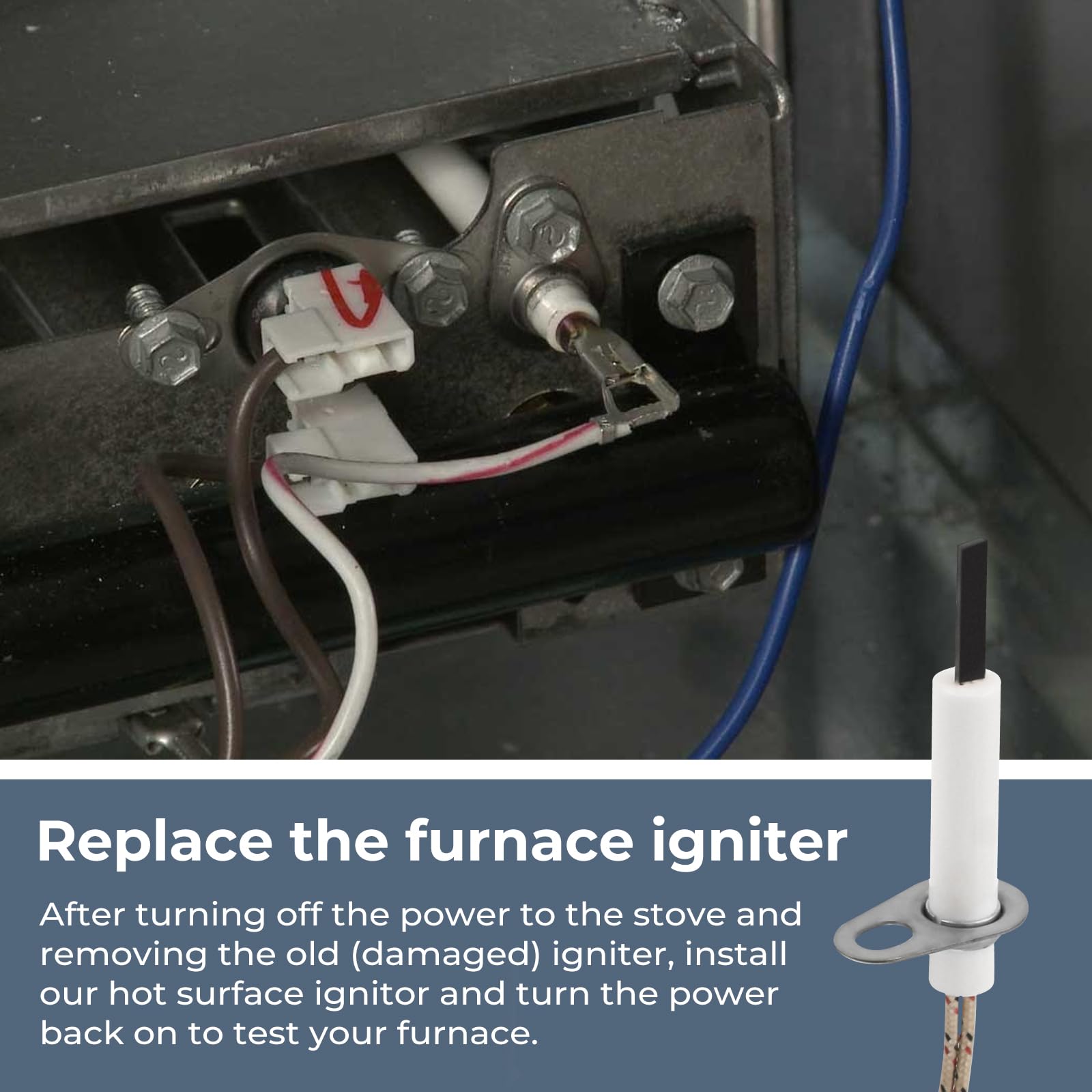 Goodman Amana Janitrol compatible igniter shown for reliable ignition performance.