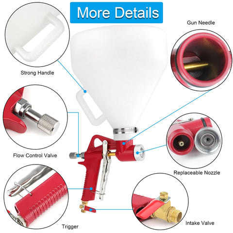 Tosucs 4mm nozzle delivers fine textures for detailed finishes.