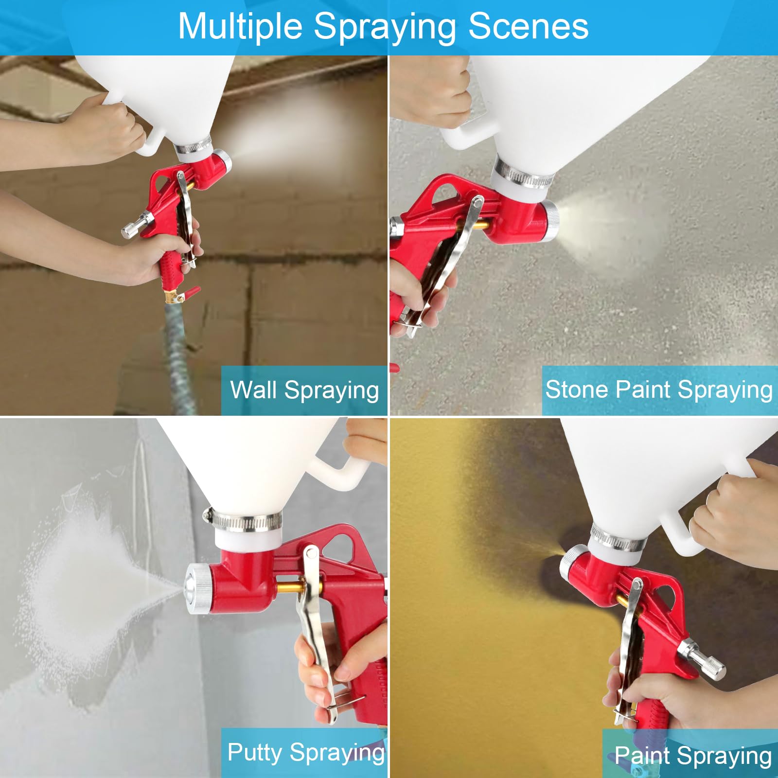 Tosucs texture sprayer with adjustable air control for consistent coverage.