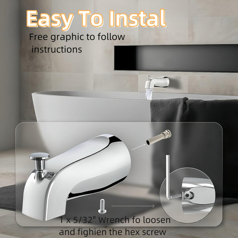 Compatible with 5/8 inch diameter copper tubes for broad tub fit
