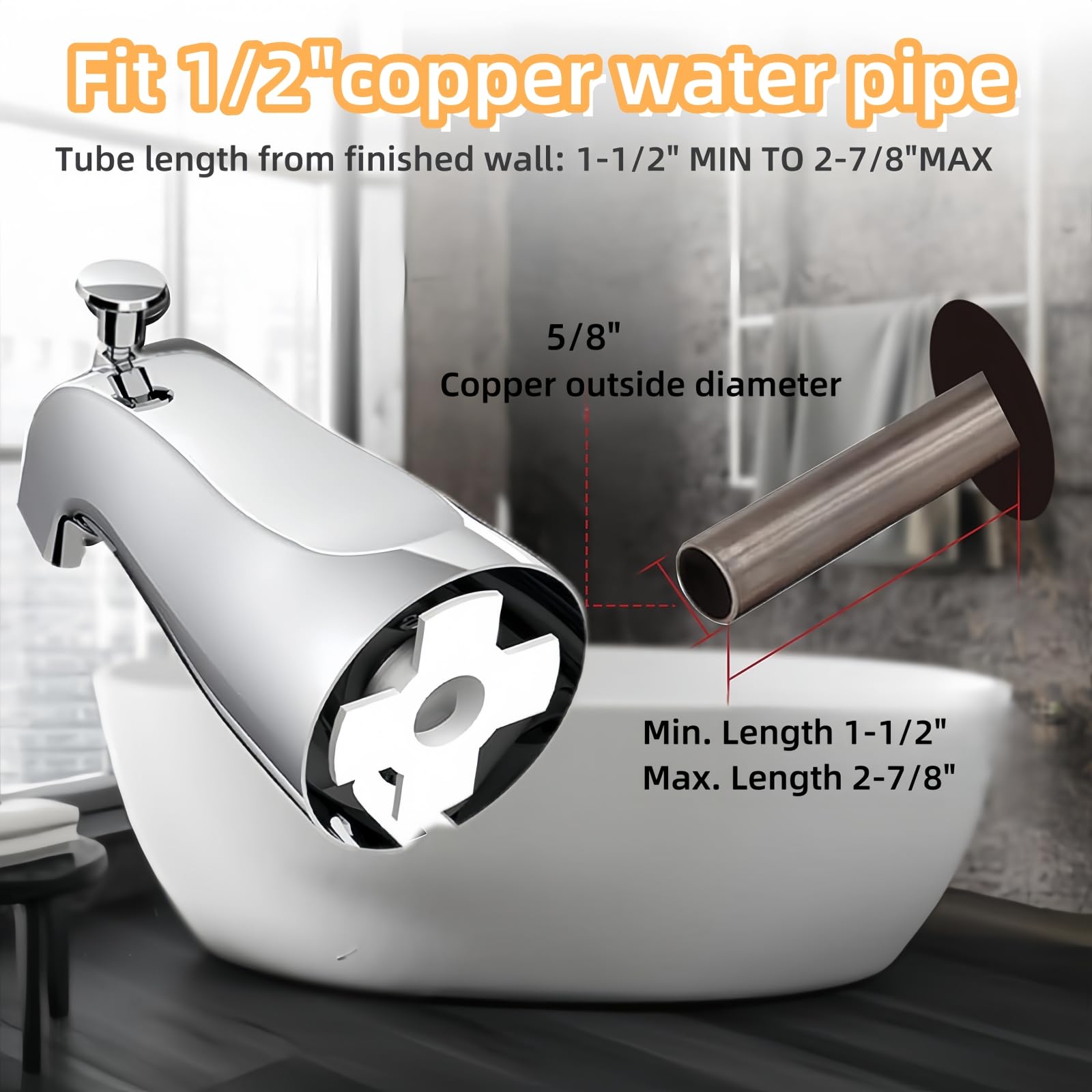 Diverter tub spout in use for flexible bath water control
