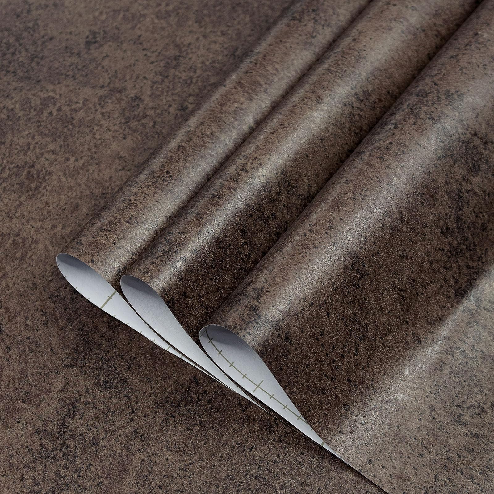 TOTIO concrete brown self-adhesive close-up shows durable, easy-to-clean surface.