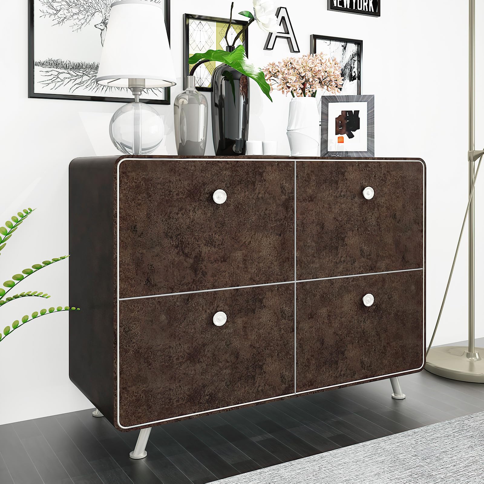 TOTIO wall-to-floor decor idea presents cohesive industrial look.