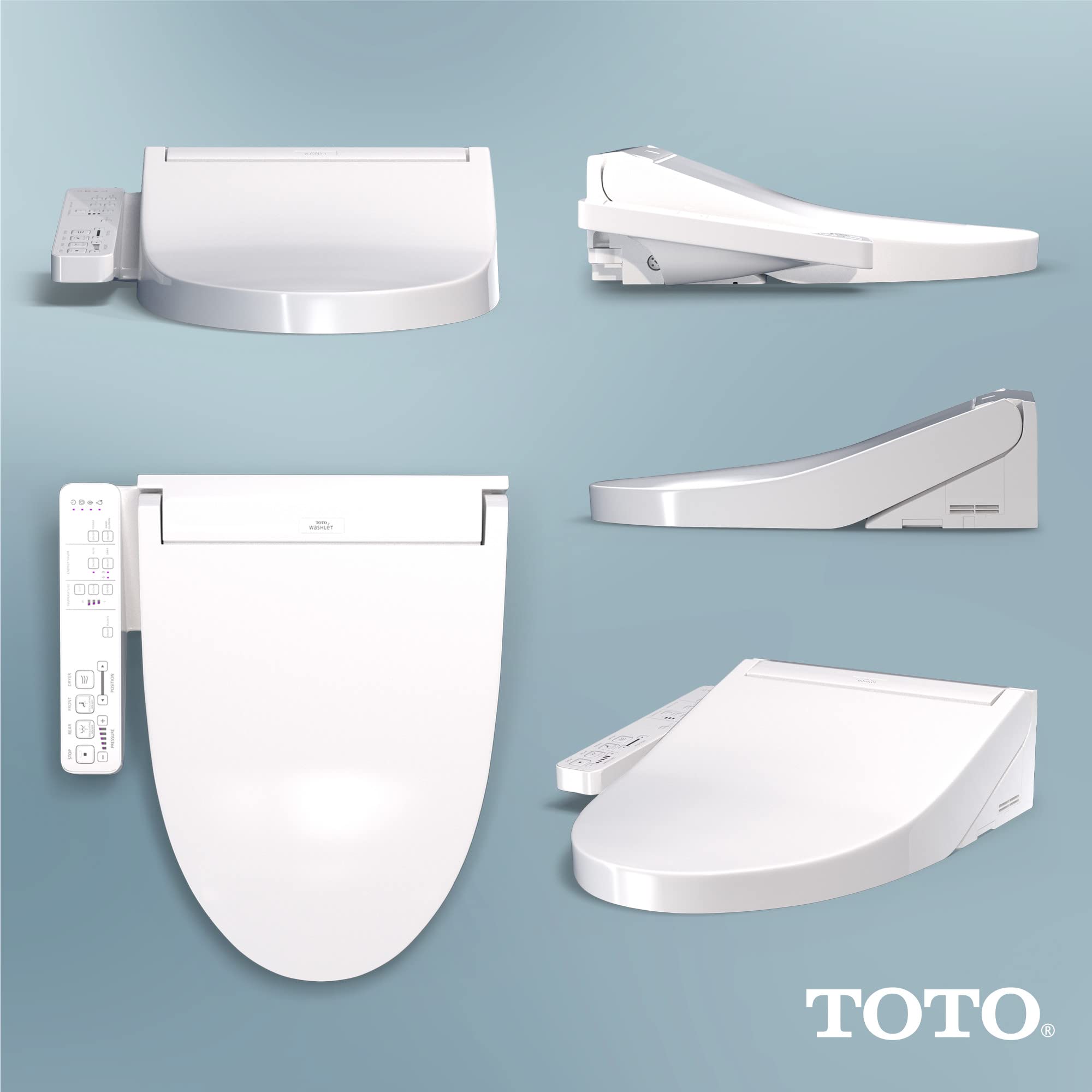 TOTO WASHLET KC2 warm air dryer with adjustable temperature settings.