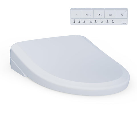 TOTO WASHLET+ S7A front view showing a sleek bidet seat for comfortable cleansing.