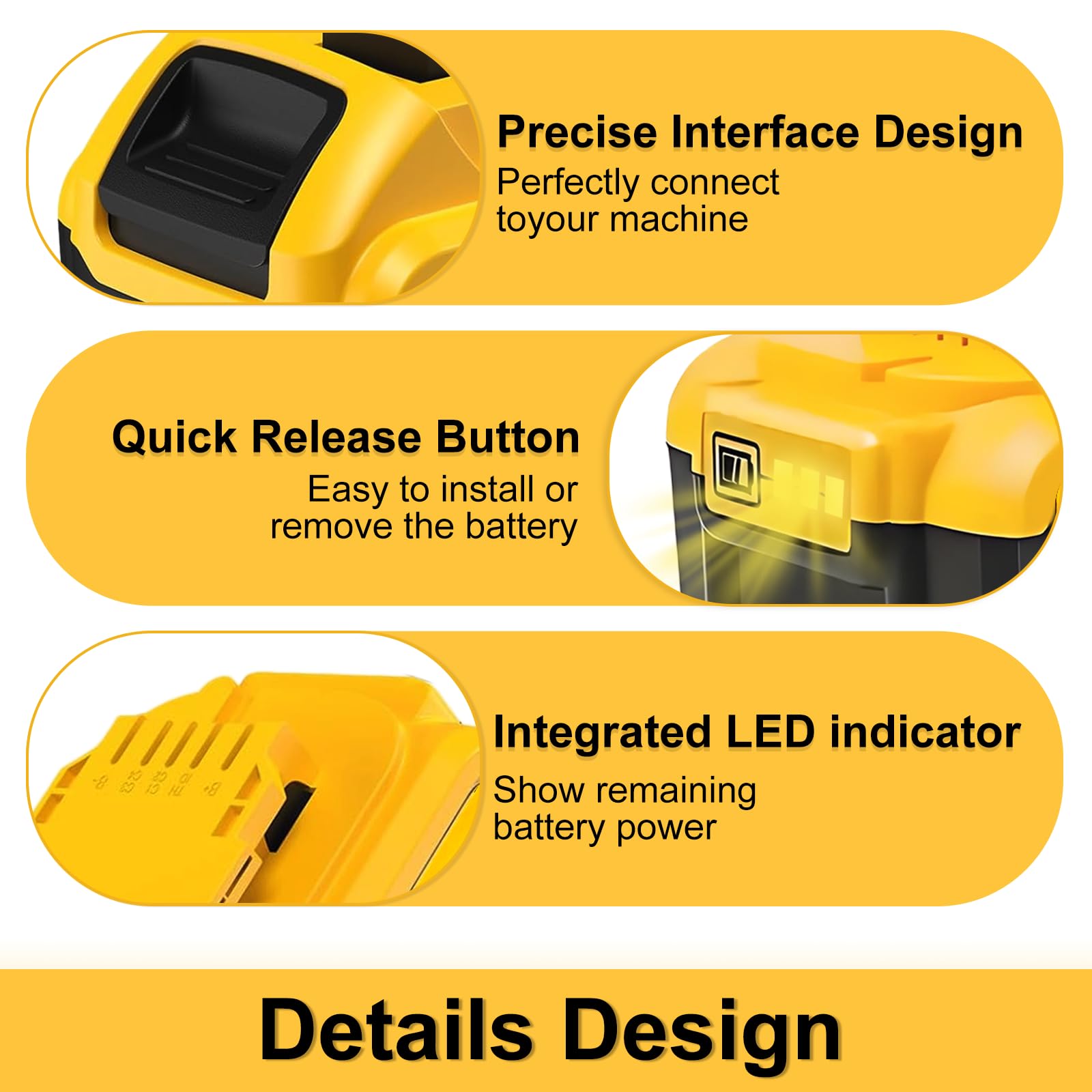 Totoplus 8Ah battery beside a Dewalt DCD771, ready for DIY tasks.
