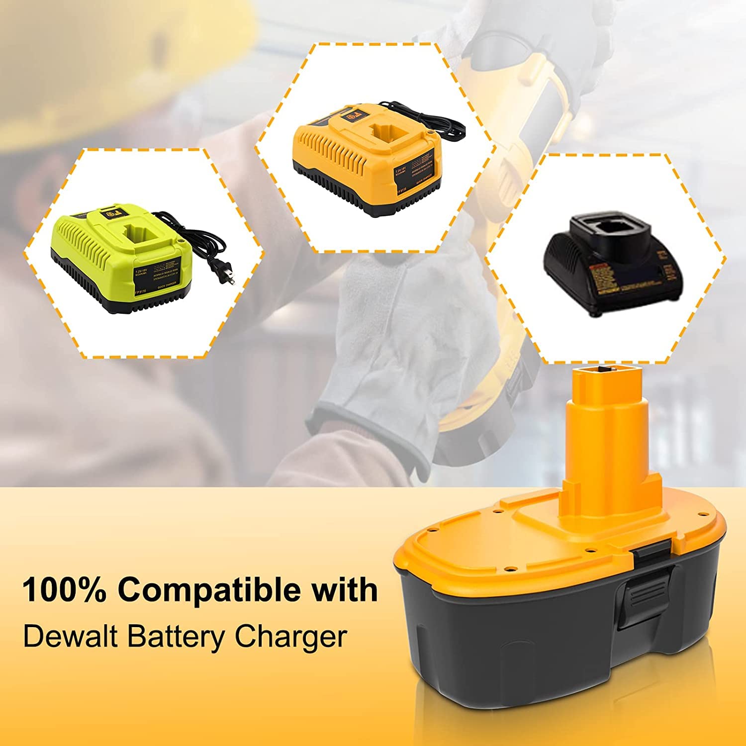 Compact Totoplus battery pack fits DC9096 and related tools.
